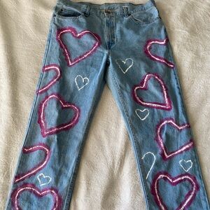 Chic Heart-Embellished Denim Jeans